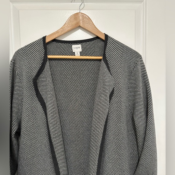 J. Crew Factory Vanessa Sweater Jacket Black and White Herringbone Open Cardigan - Picture 5 of 12